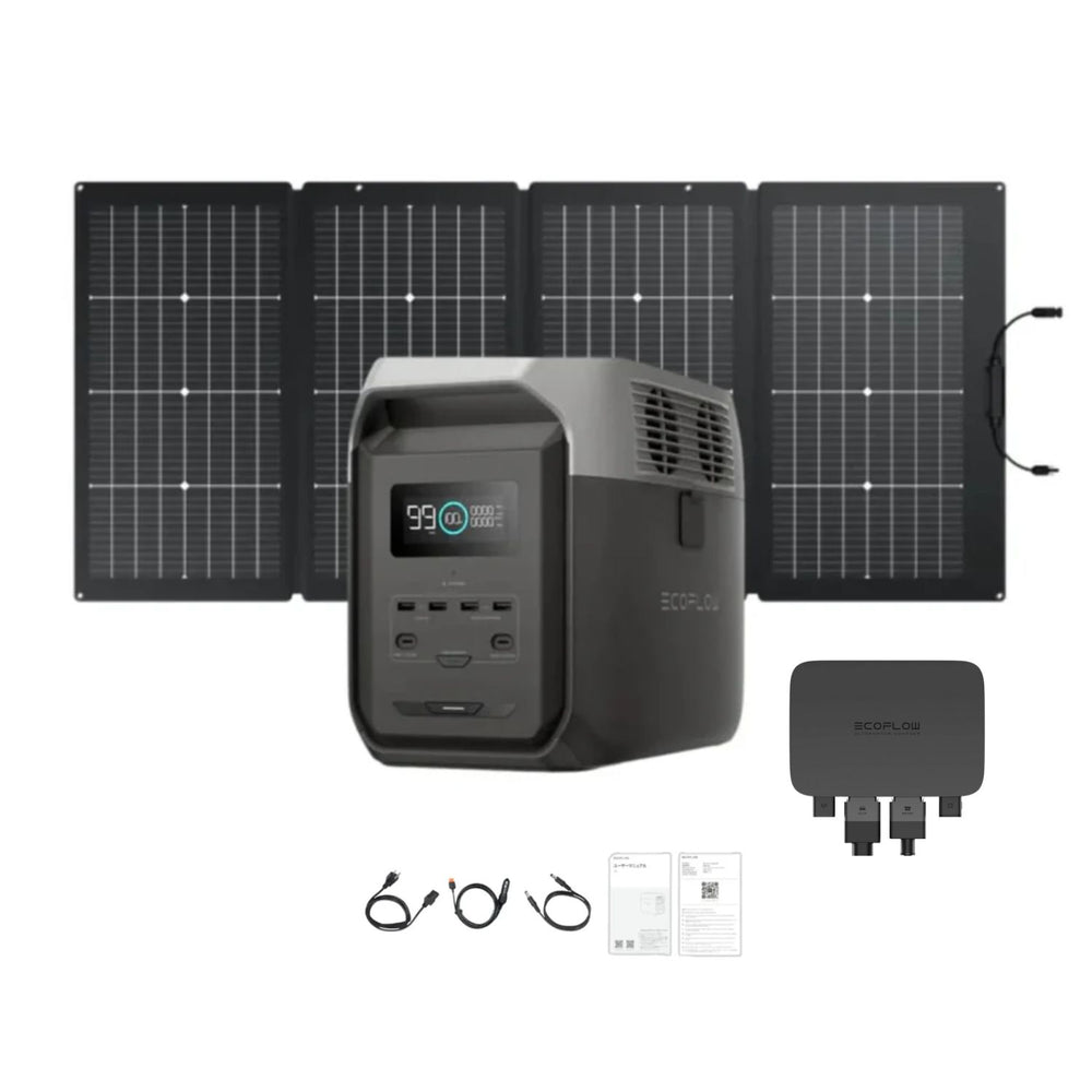 EcoFlow DELTA 3 1500 Portable Power Station with 220W Bifacial Solar Panel and alternator charger