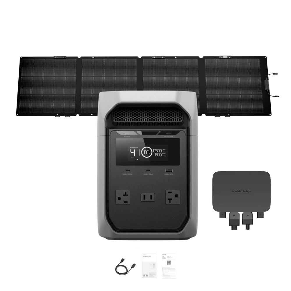 EcoFlow DELTA 3 Classic Portable Power Station with 220W Portable Solar Panel and an alternator 