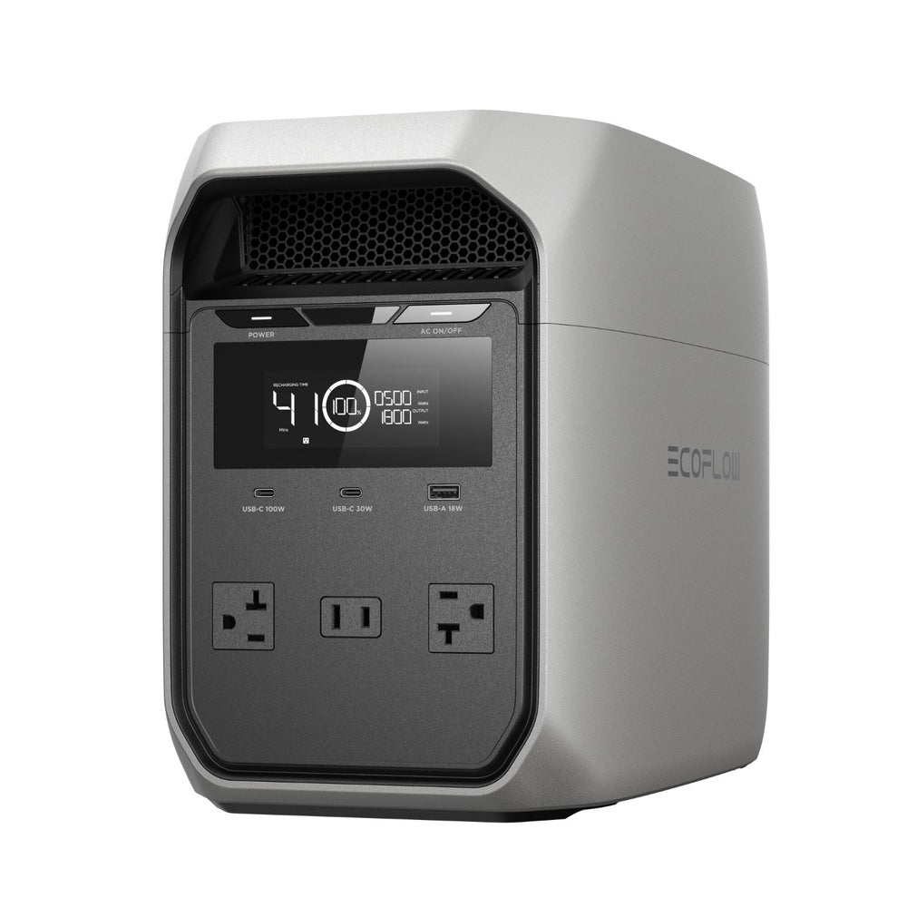 EcoFlow DELTA 3 Classic Portable Power Station with digital display and multiple outlets on a white background
