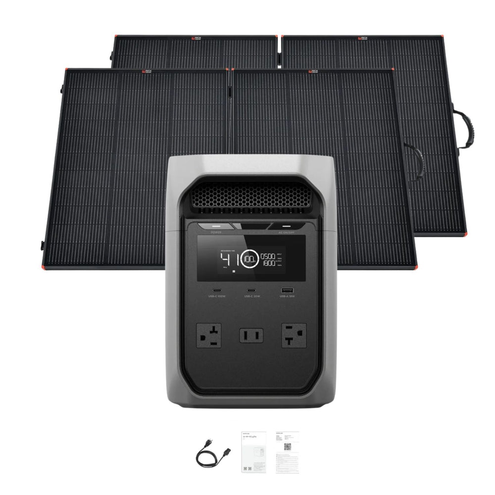 EcoFlow DELTA 3 Classic Portable Power Station with two 200W Solar Panel