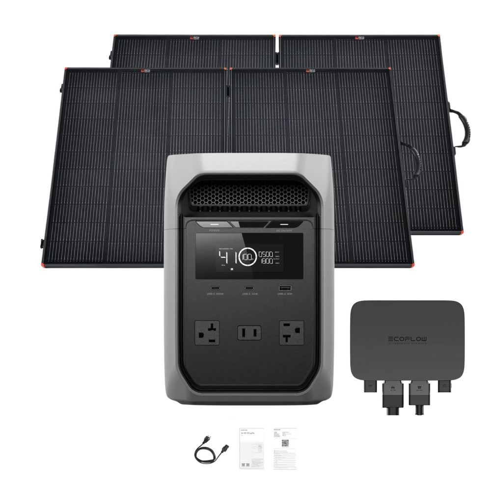 EcoFlow DELTA 3 Classic Portable Power Station with two 200W Solar Panel and alternator charger