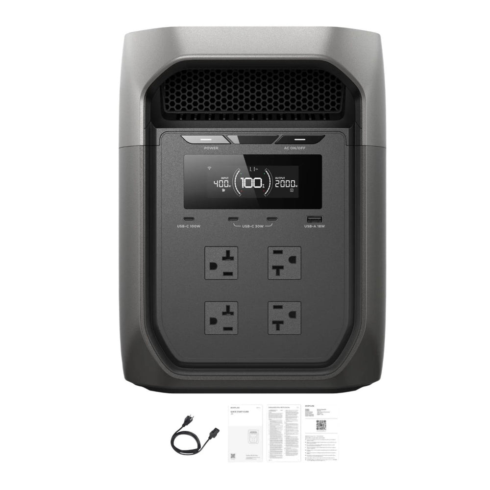 EcoFlow DELTA 3 Max Grey Front View With Inclusions