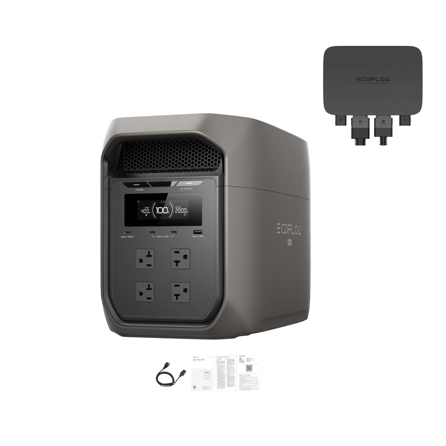EcoFlow DELTA 3 Max Portable Power Station Black with 500W Alternator Charger