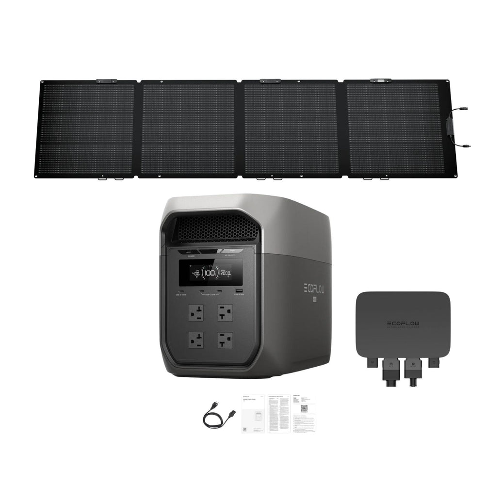 EcoFlow DELTA 3 Max Portable Power Station Grey with 220W Solar Panel and 500W Alternator Charger