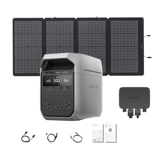 EcoFlow DELTA 3 Plus Portable Power Station with alternator charger and 220W Bifacial Portable Solar Panel