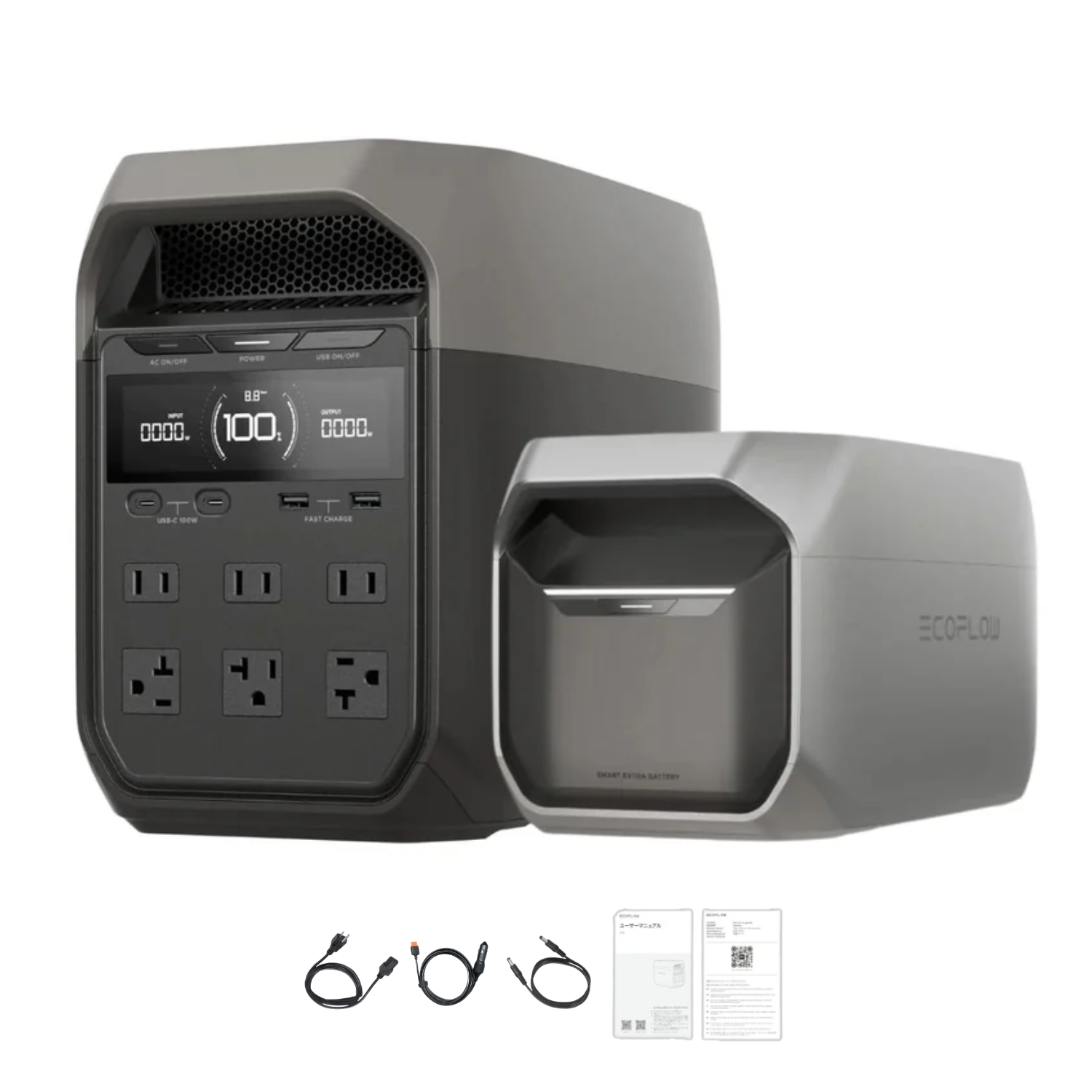 EcoFlow DELTA 3 Portable Power Station + Smart Extra Battery Inclusions