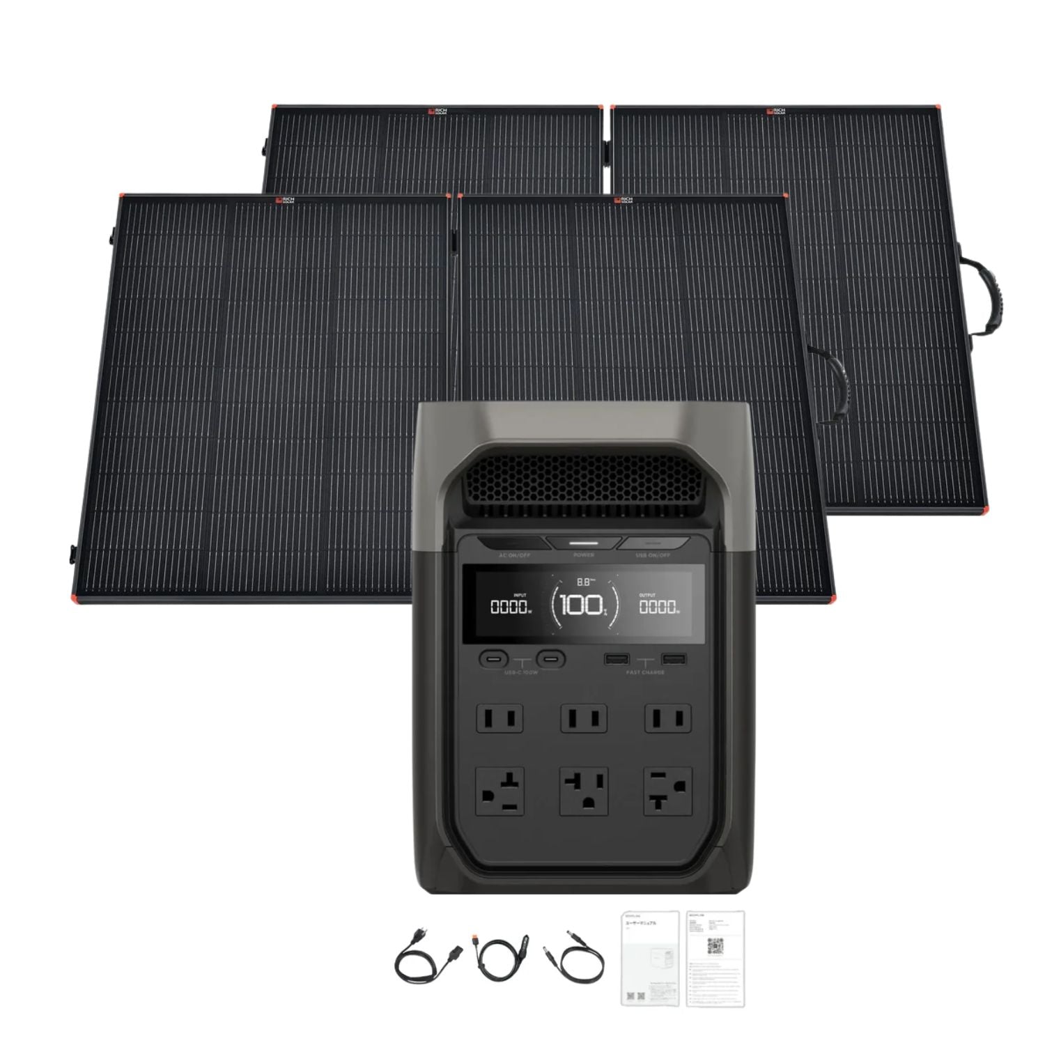 EcoFlow DELTA 3 Portable Power Station with Two 200W Rich Solar Panel