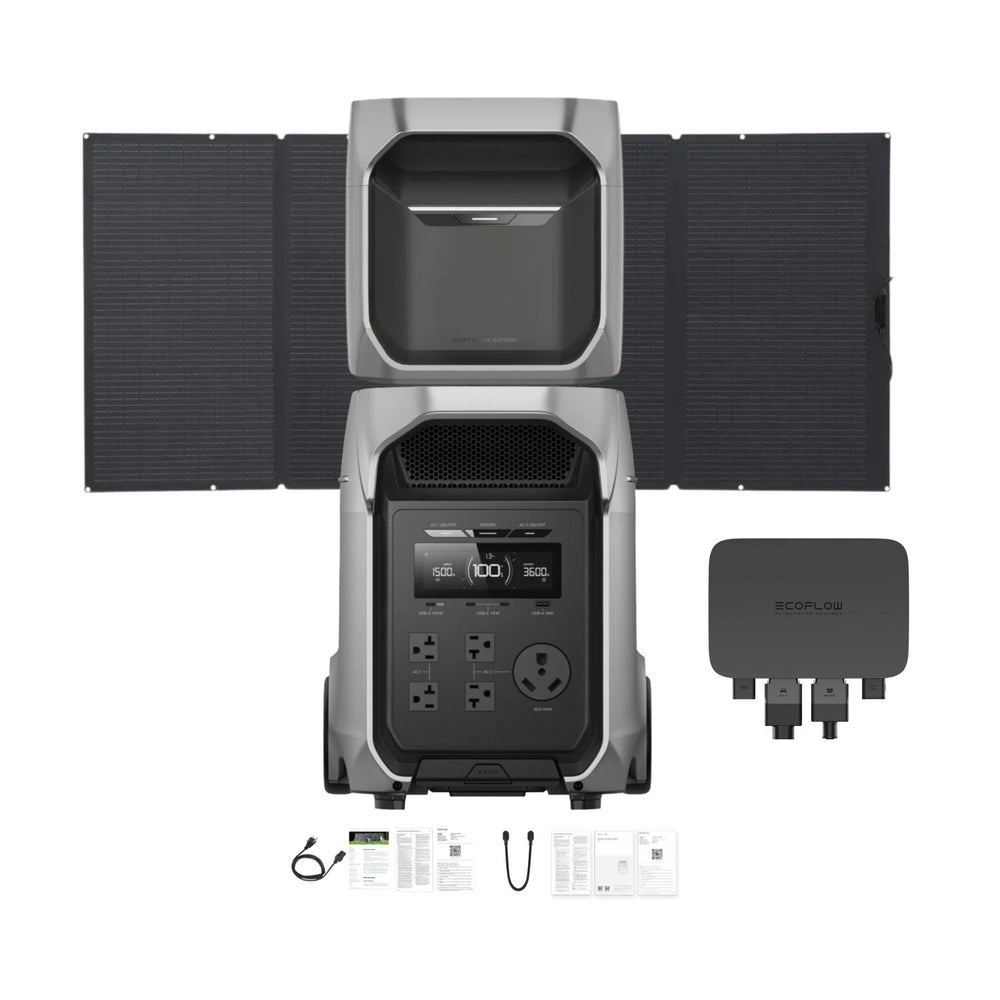 EcoFlow DELTA 3 Ultra Plus Portable Power Station with DELTA 3 Max Plus Extra Battery, 400W Solar Panel and alternator charger