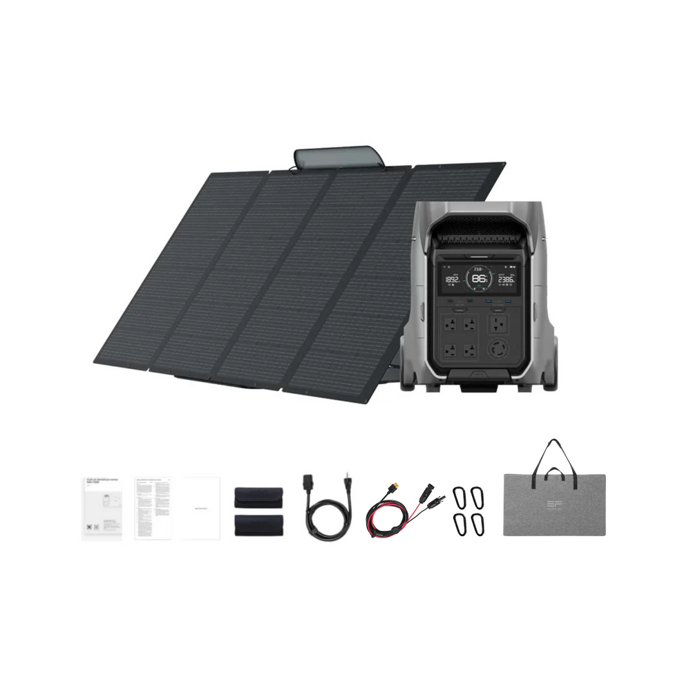 EcoFlow DELTA Pro 3 Portable Power Station + 1 x 400W Portable Solar Panel Inclusions