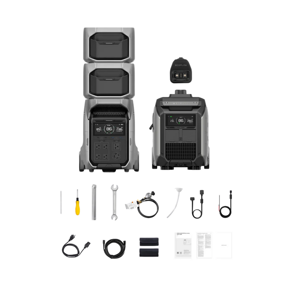 EcoFlow DELTA Pro 3 Portable Power Station +  2 x Expansion Battery + 1 x Dual Fuel Smart Generator 4000 Inclusions