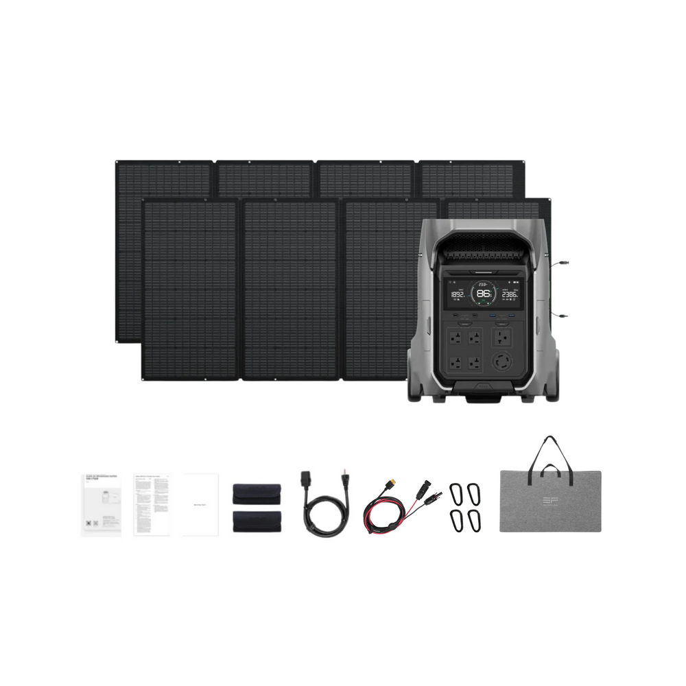 EcoFlow DELTA Pro 3 Portable Power Station + 2 x 400W Portable Solar Panel Inclusions