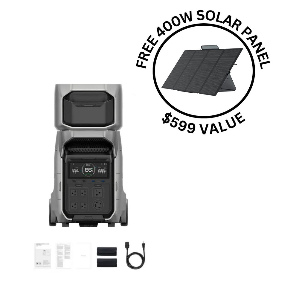 EcoFlow DELTA Pro 3 With One Extra Battery And Free 400 Watt Solar Panel