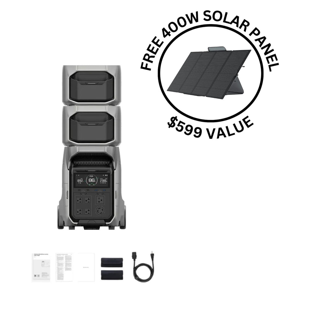 EcoFlow DELTA Pro 3 With Two Extra Batteries And Free 400 Watt Solar Panel
