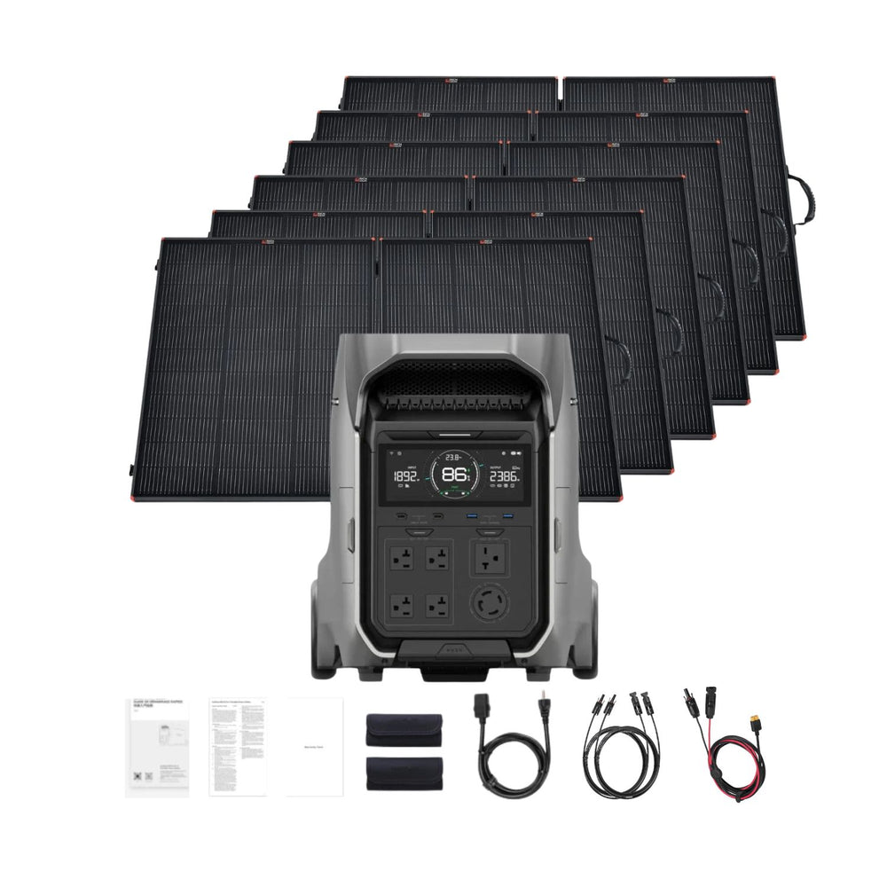 EcoFlow DELTA Pro + 6x 200W Portable Briefcase Solar Panels Inclusions