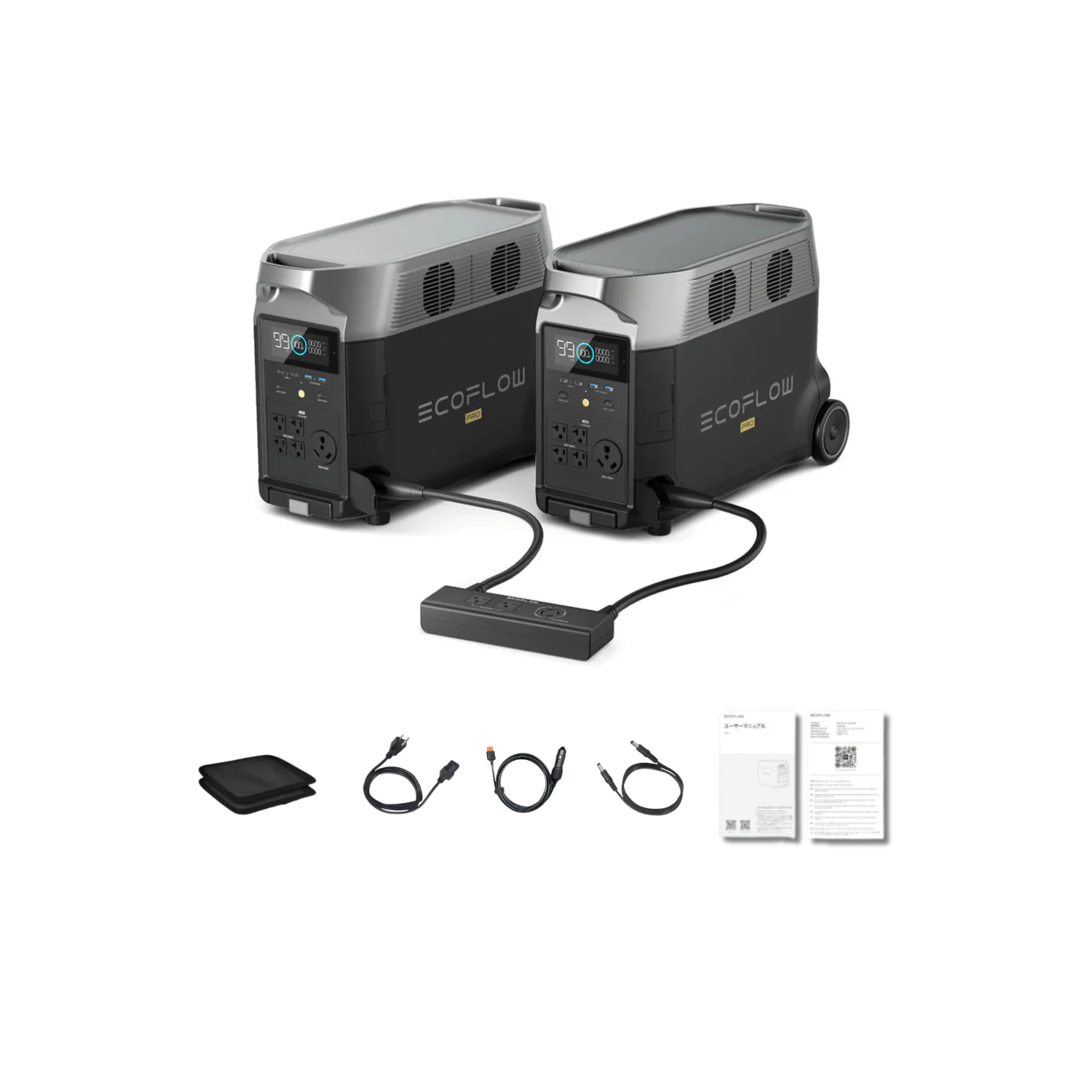 EcoFlow DELTA Pro Portable Power Station + 2 x DELTA Pro + Double Voltage Hub | 120V/240V Inclusions