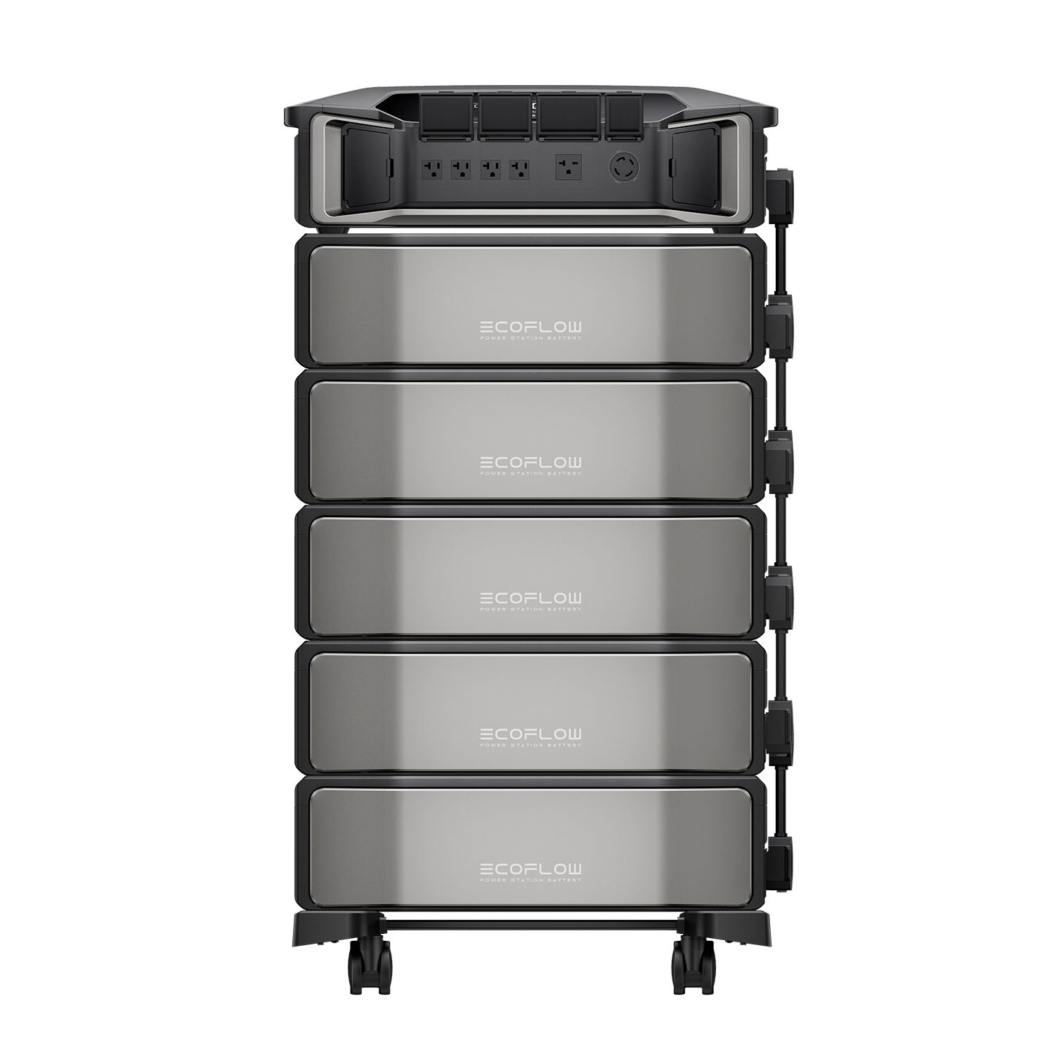 EcoFlow DELTA Pro Ultra Front View With Five Battery Packs And Open Ports
