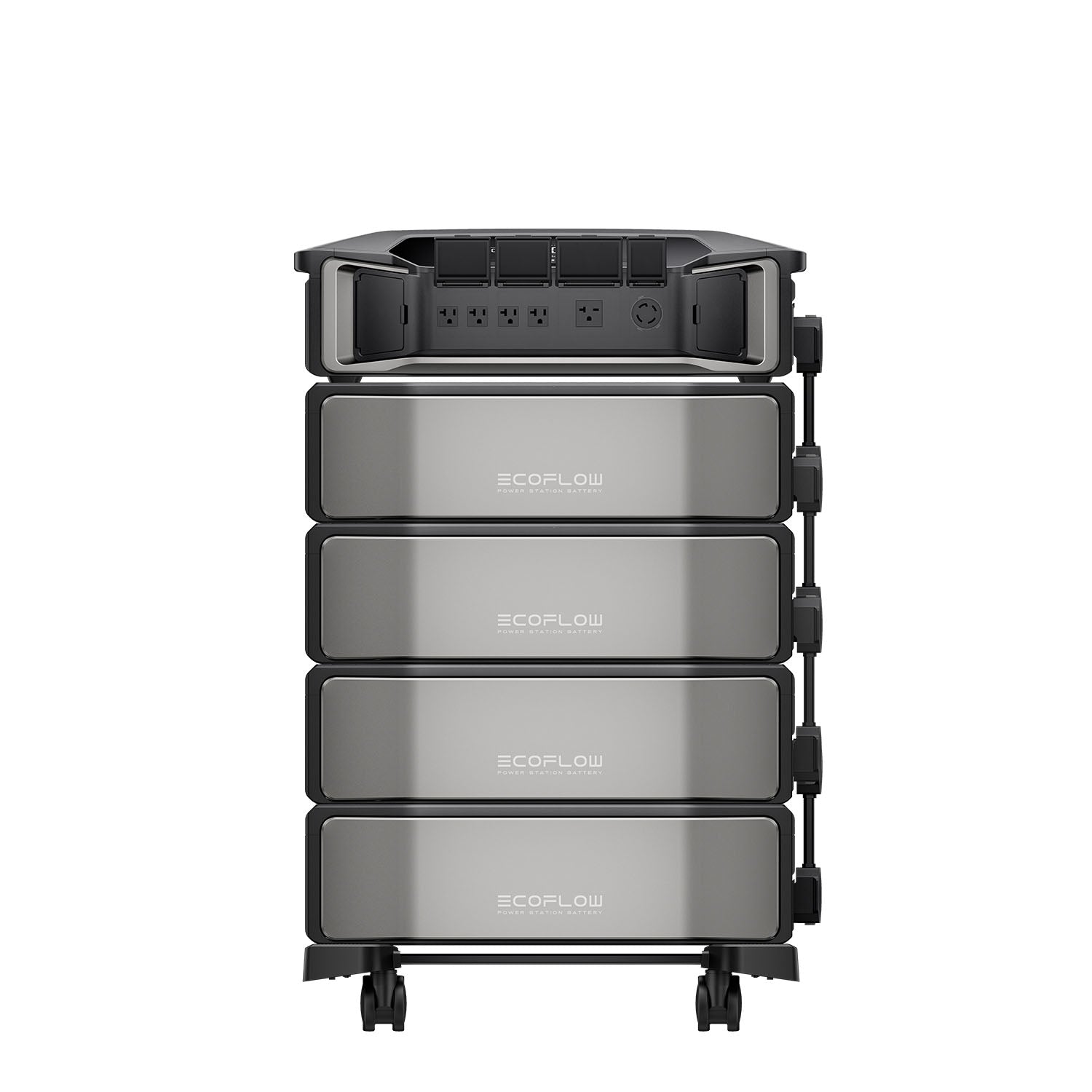 EcoFlow DELTA Pro Ultra Front View With Four Battery Packs And Open Ports