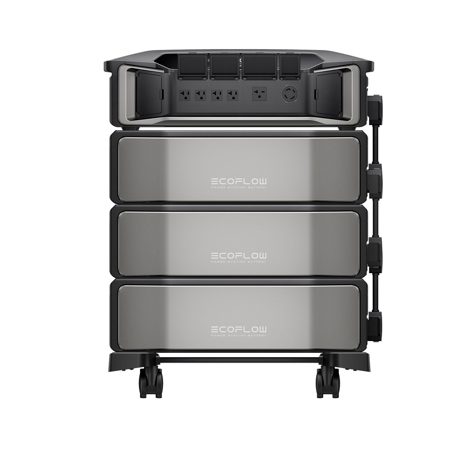 EcoFlow DELTA Pro Ultra Front View With Three Battery Packs And Open Ports