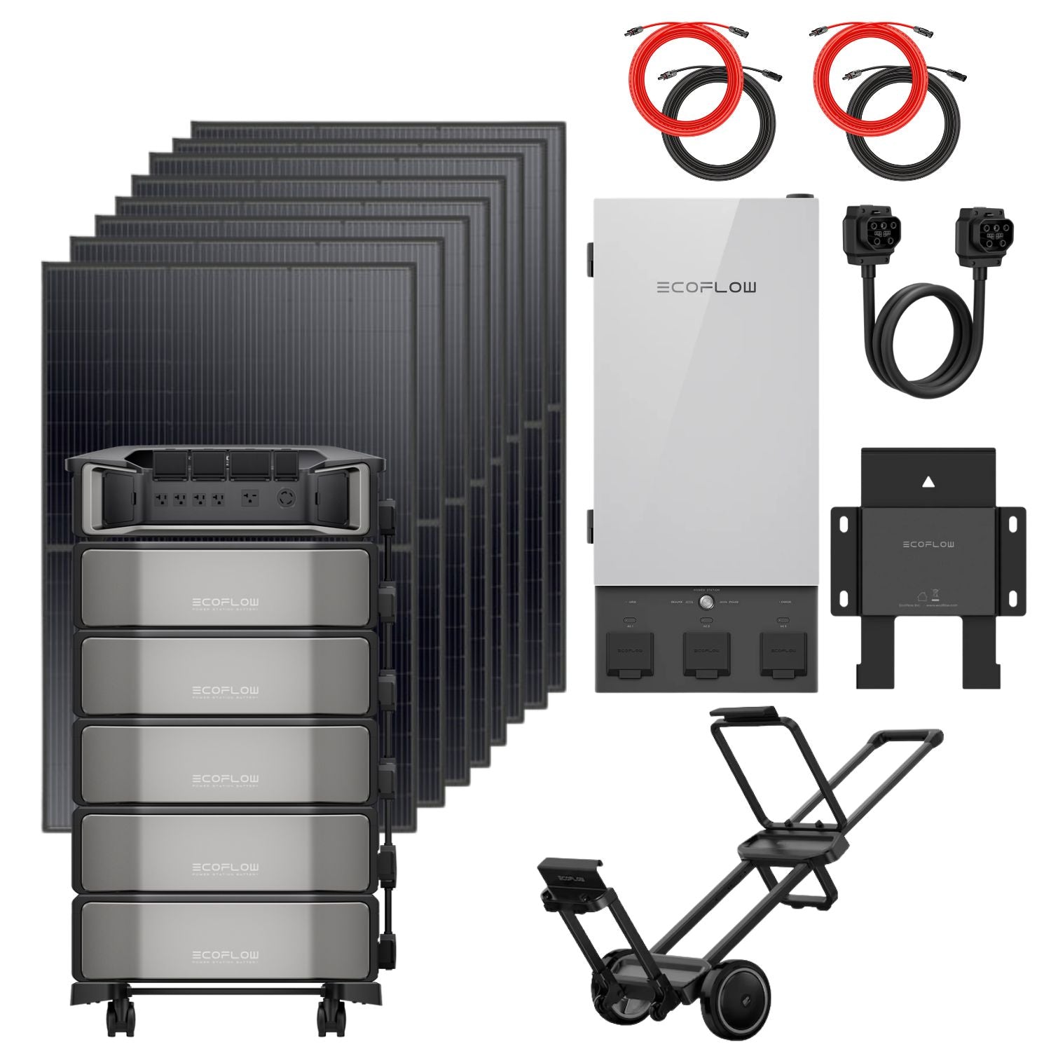 EcoFlow DELTA Pro Ultra Smart Home Deluxe Solar Starter Kit: 30.5 kWh, 3200W solar with 1 EcoFlow Delta Pro Ultra, 5 batteries, 8 Rich Solar 400W Mega Solar Panel , 1 Smart Home Panel 2, 1 trolley, 1 PowerInsight Manager, 1 cable, and 2 extension cables