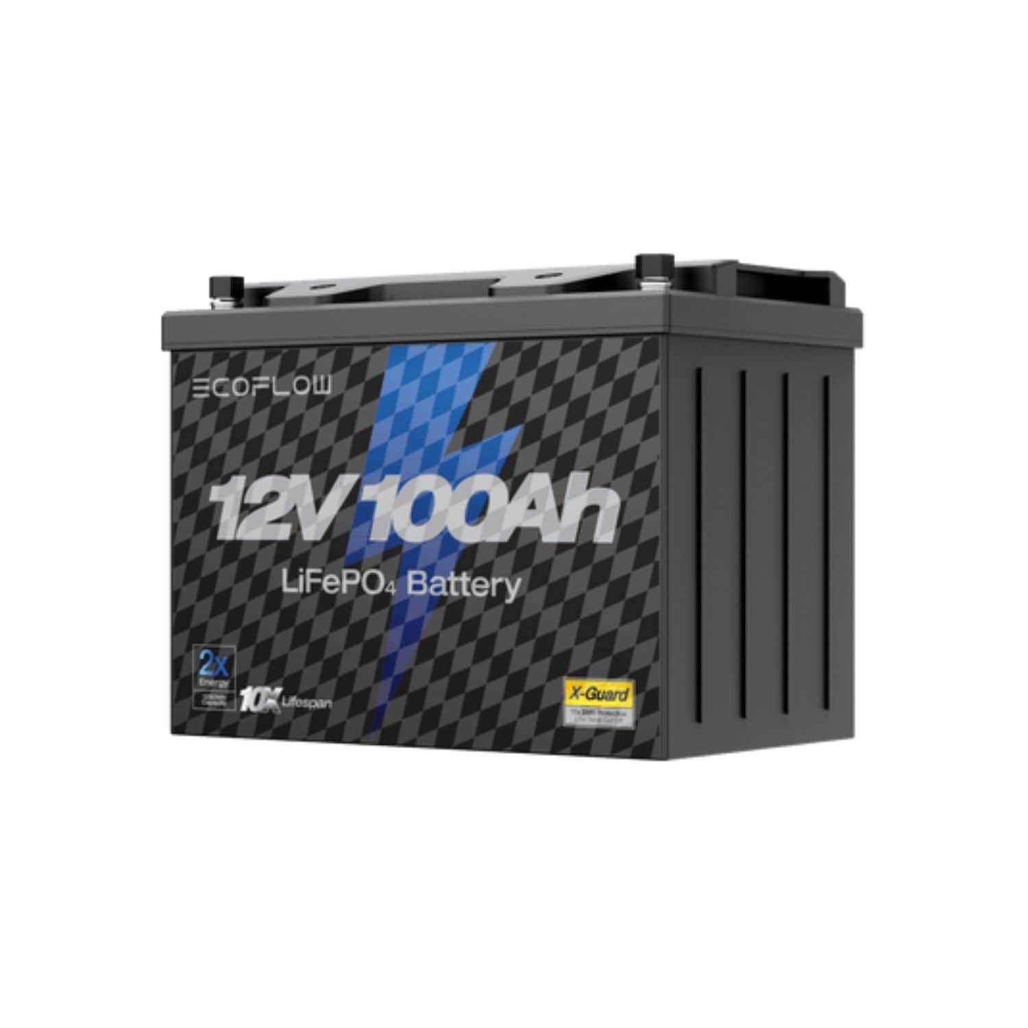 EcoFlow Lithium 12V 100Ah Deep Cycle LiFePO4 Battery Front Right View