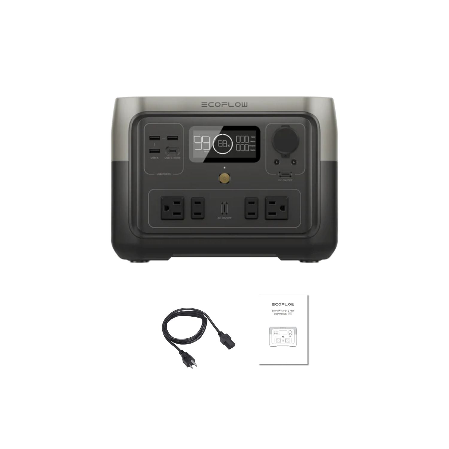 EcoFlow RIVER 2 Max 500 Portable Power Station with inclusions 