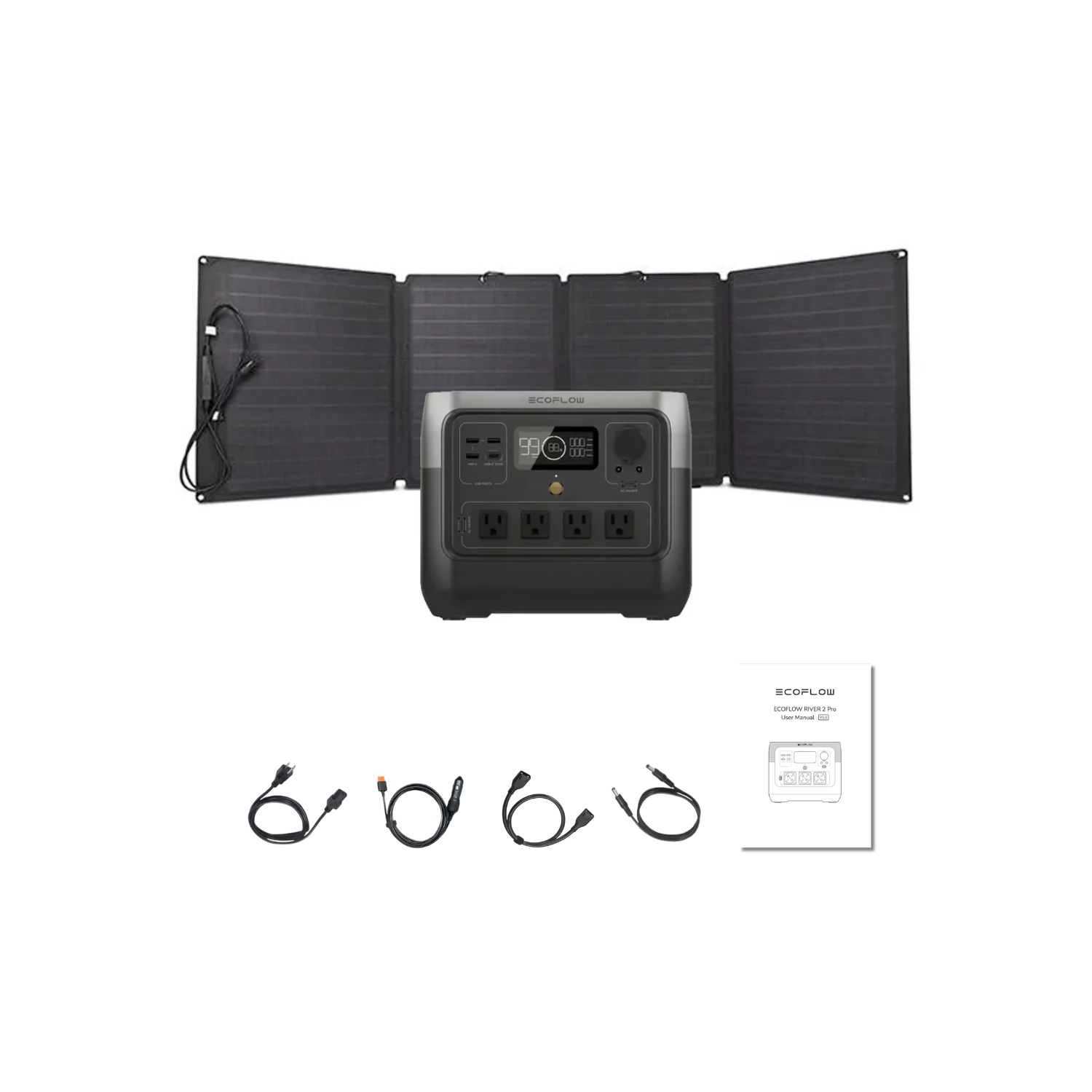 EcoFlow RIVER 2 Pro Portable Power Station + 1 x 110W Portable Solar Panel Inclusions
