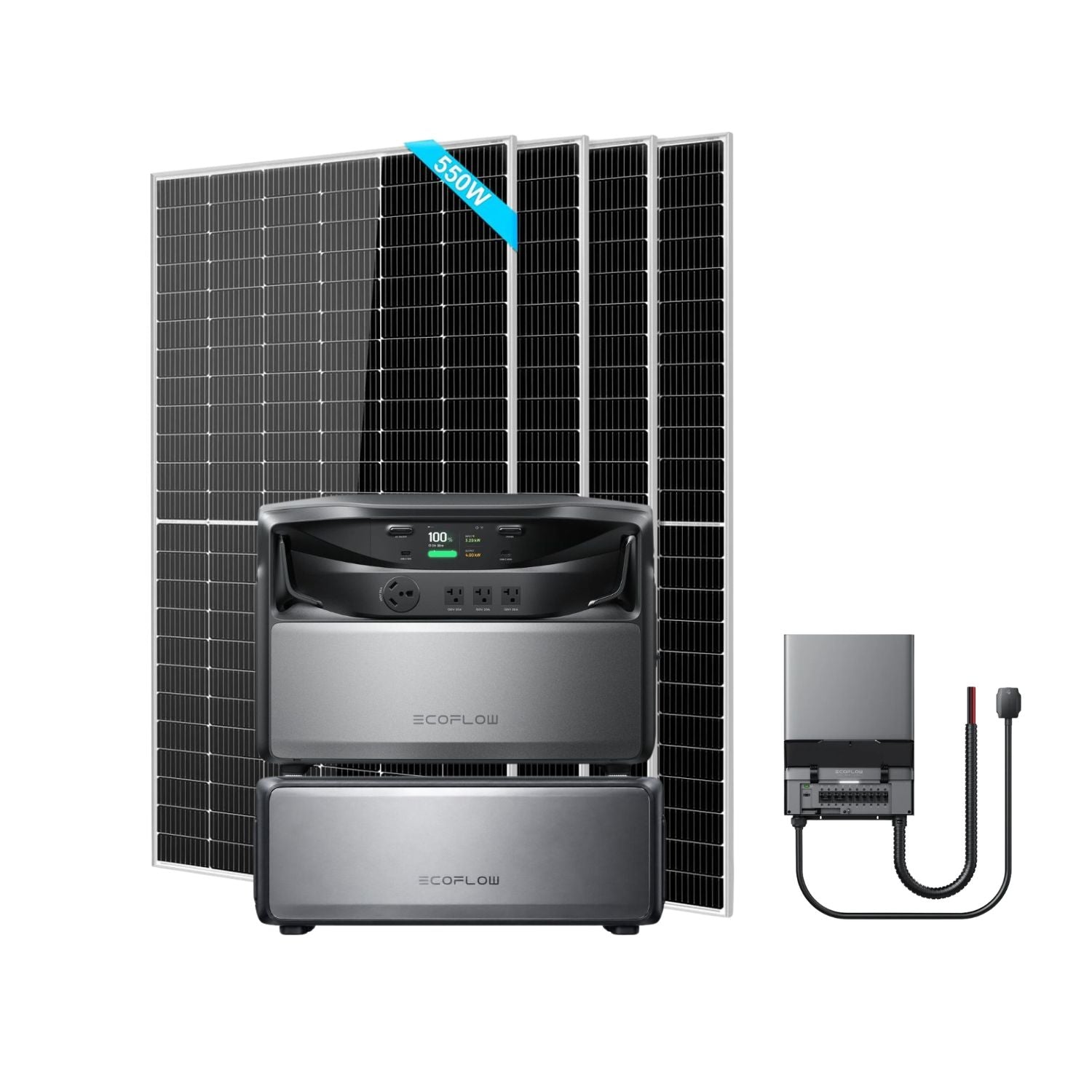 EcoFlow TITAN 5000 Classic Whole-Home Battery Backup with one Battery, Smart Home Panel 10 (120V) and four SunGold 550W Solar Panels | 2200W