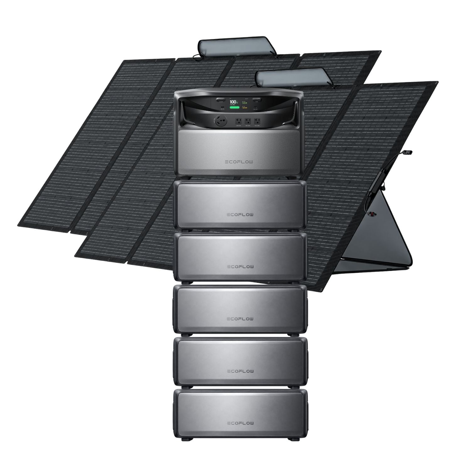 EcoFlow TITAN 5000 Whole-Home Battery Backup with five batteries with two EcoFlow 400W Portable Solar Panels | 800W
