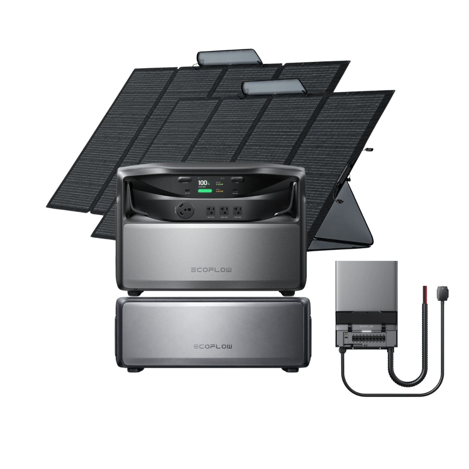 EcoFlow TITAN 5000 Whole-Home Battery Backup with one battery, Smart Home Panel 10 (240V) and two EcoFlow 400W Portable Solar Panels | 800W


