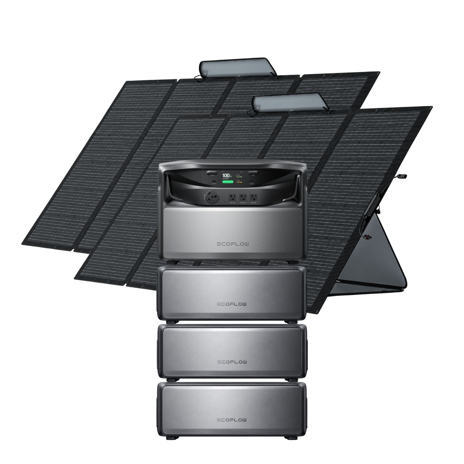 EcoFlow TITAN 5000 Whole-Home Battery Backup with three batteries with two EcoFlow 400W Portable Solar Panels | 800W
