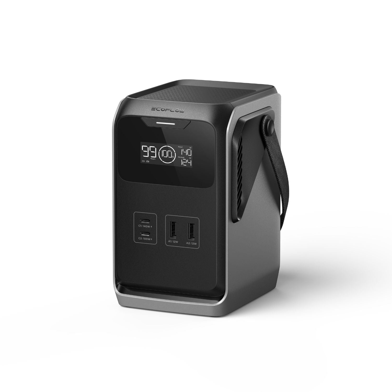 EcoFlow TRAIL 200DC Portable Power Station side view showing ports and handle