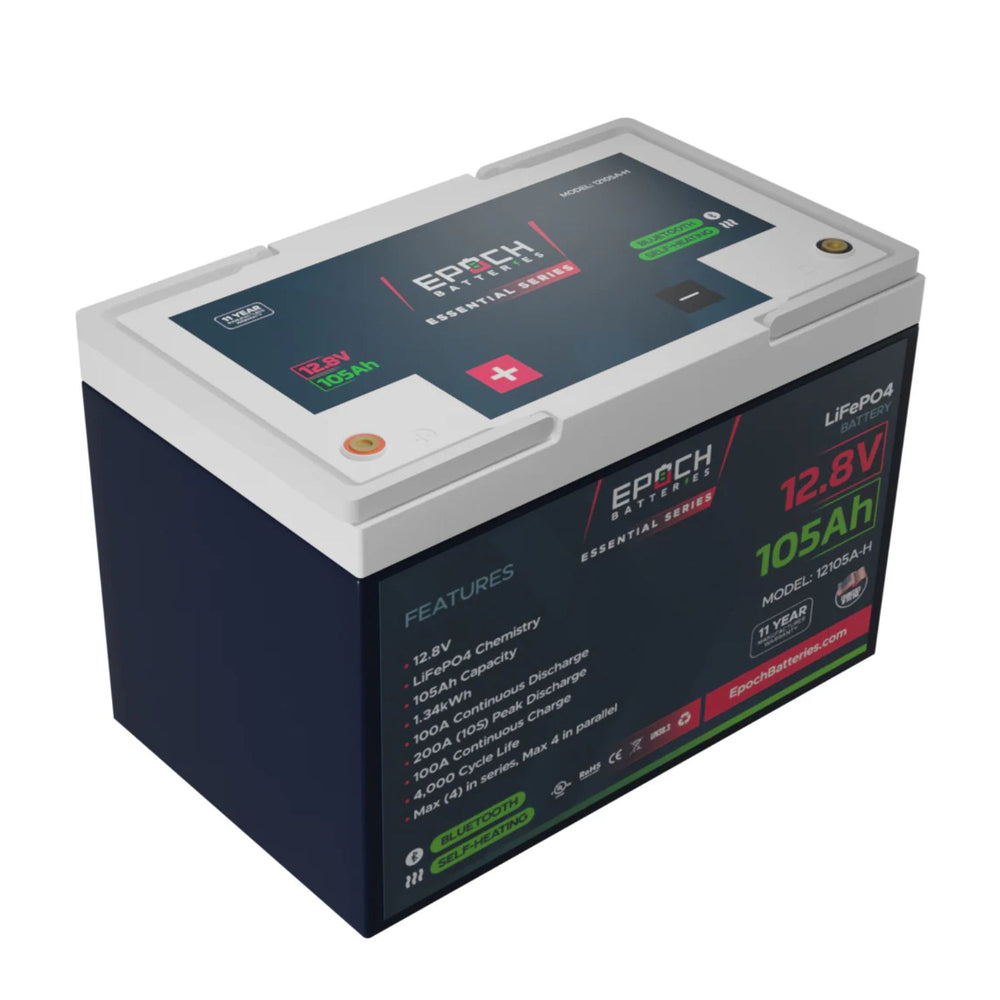 Epoch Batteries 12V 105Ah (1.34kWh) Essential Series - Bluetooth & Heated LiFePO4 Battery right view