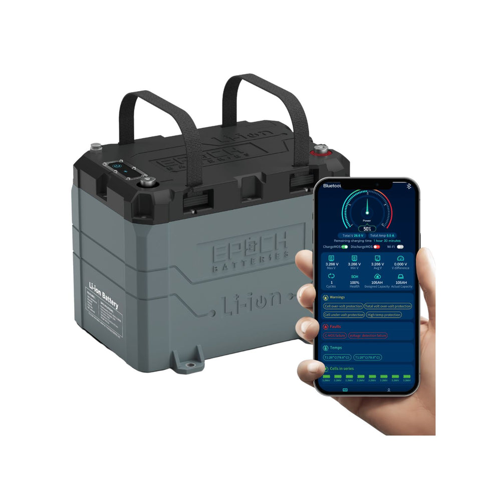 Epoch Batteries 24V 100Ah (2.56kWh) LiFePO4 Lithium Battery with app