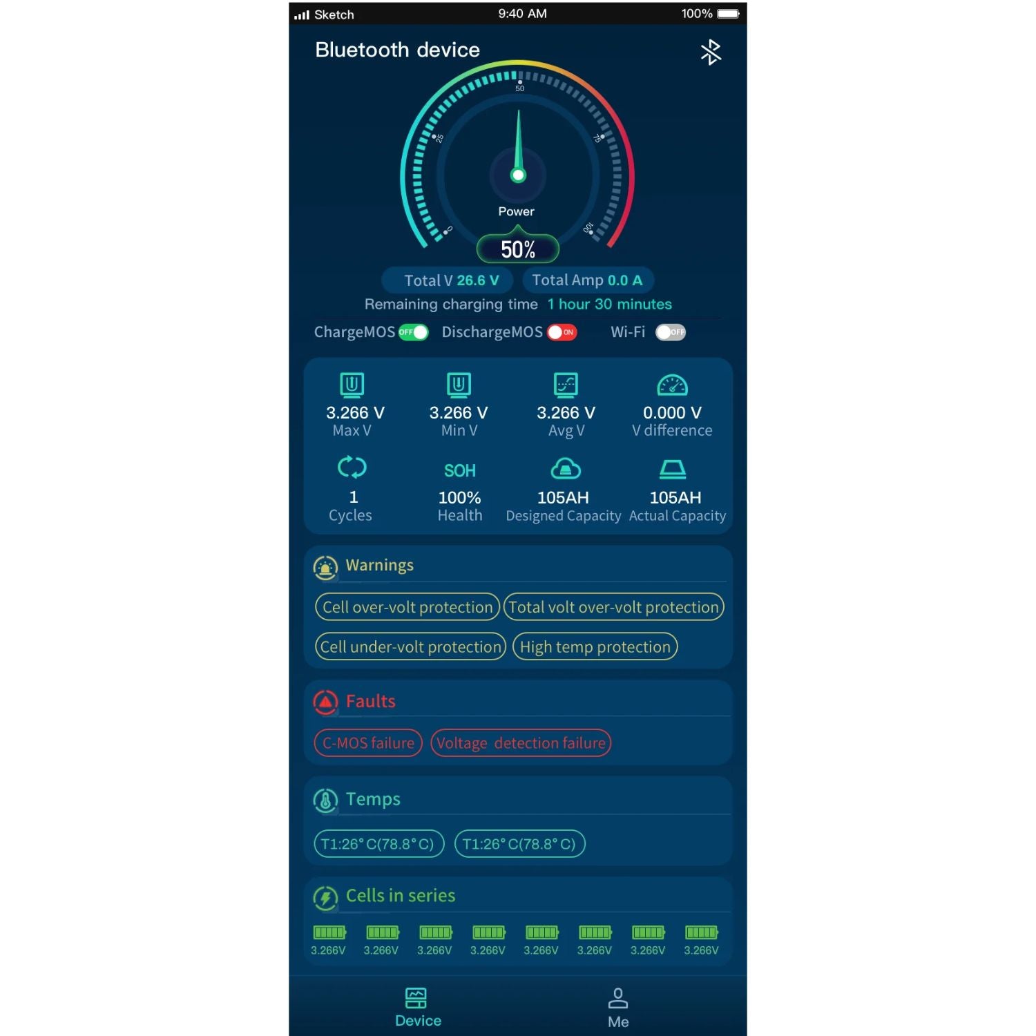 Epoch Batteries 48V 50Ah LiFePO4 Lithium Battery whole page application view