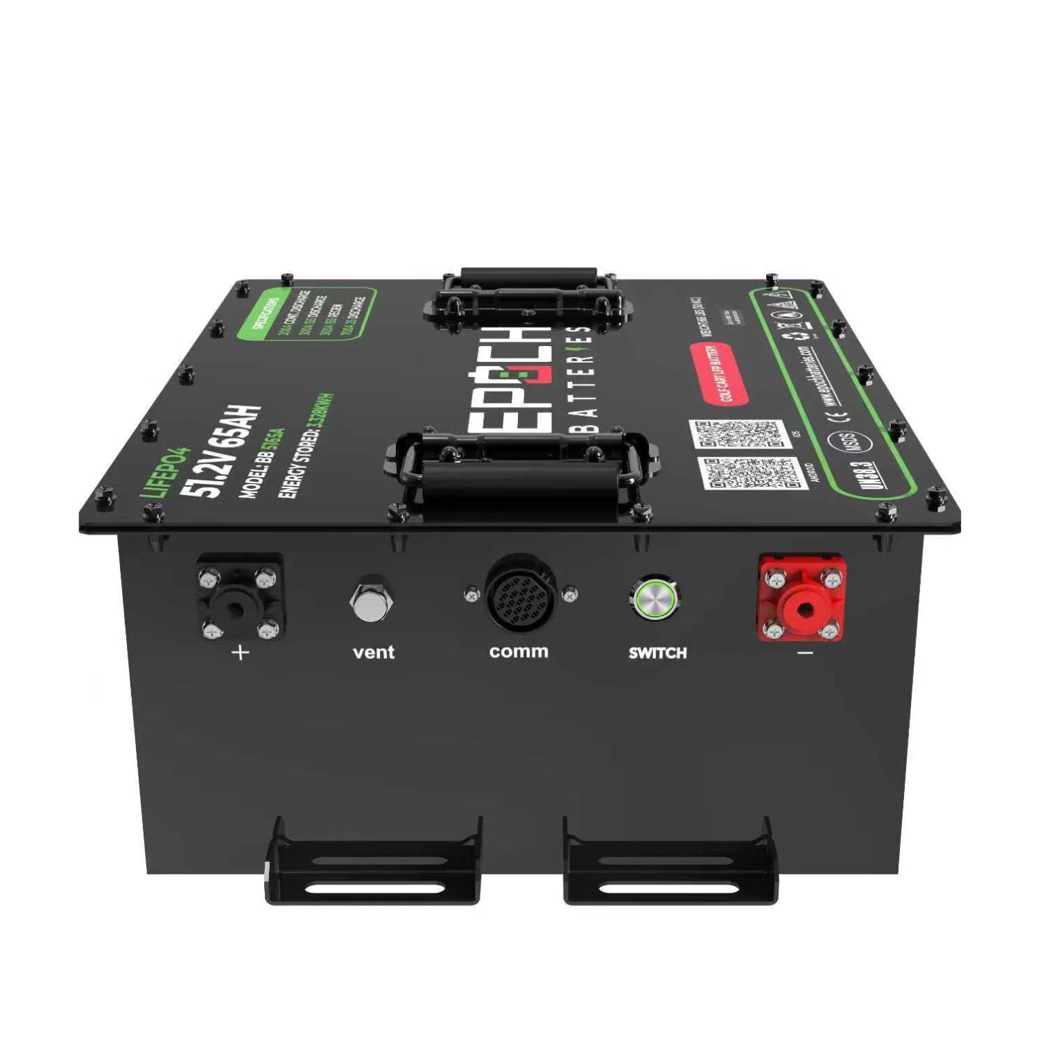 Epoch Batteries 48V 65Ah - LiMax Series - Lithium (LiFePO4) Golf Cart Battery - Complete Kit left side view