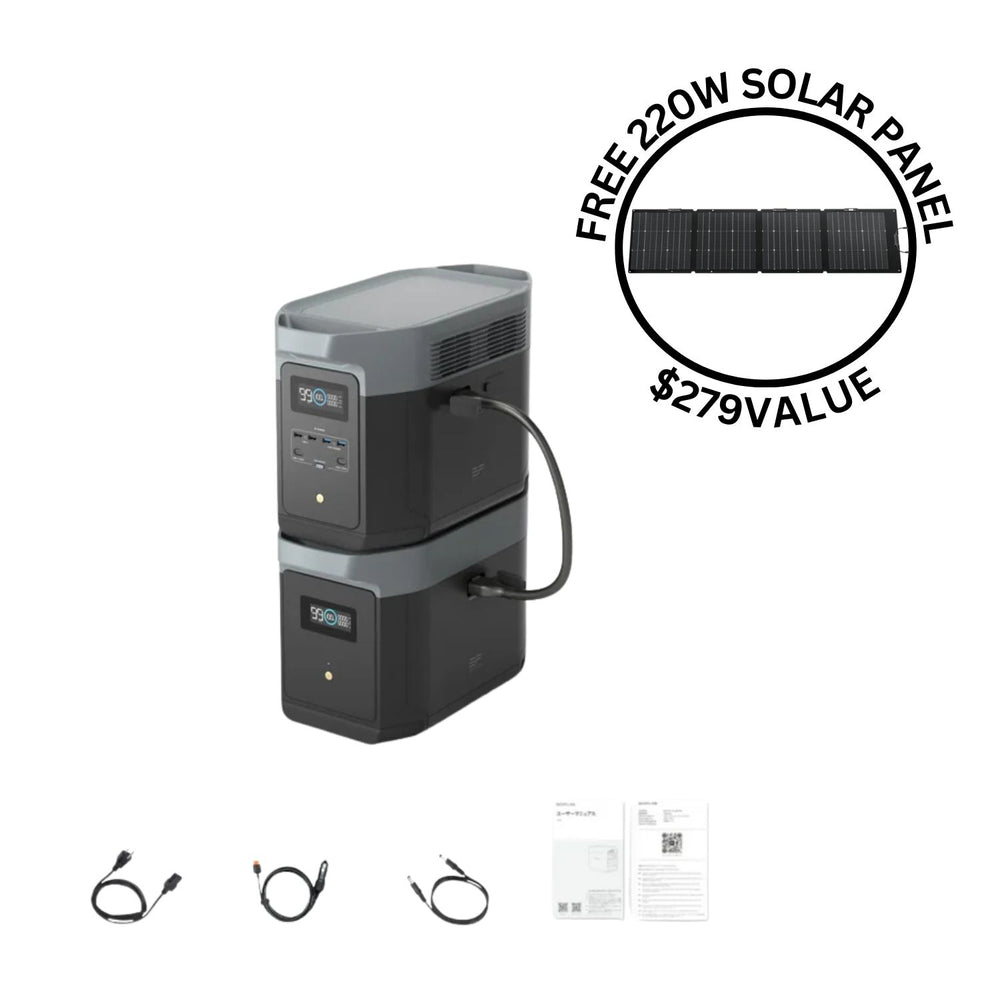 DELTA 2 Max + DELTA 2 Max Extra Battery with free 220W Solar Panel