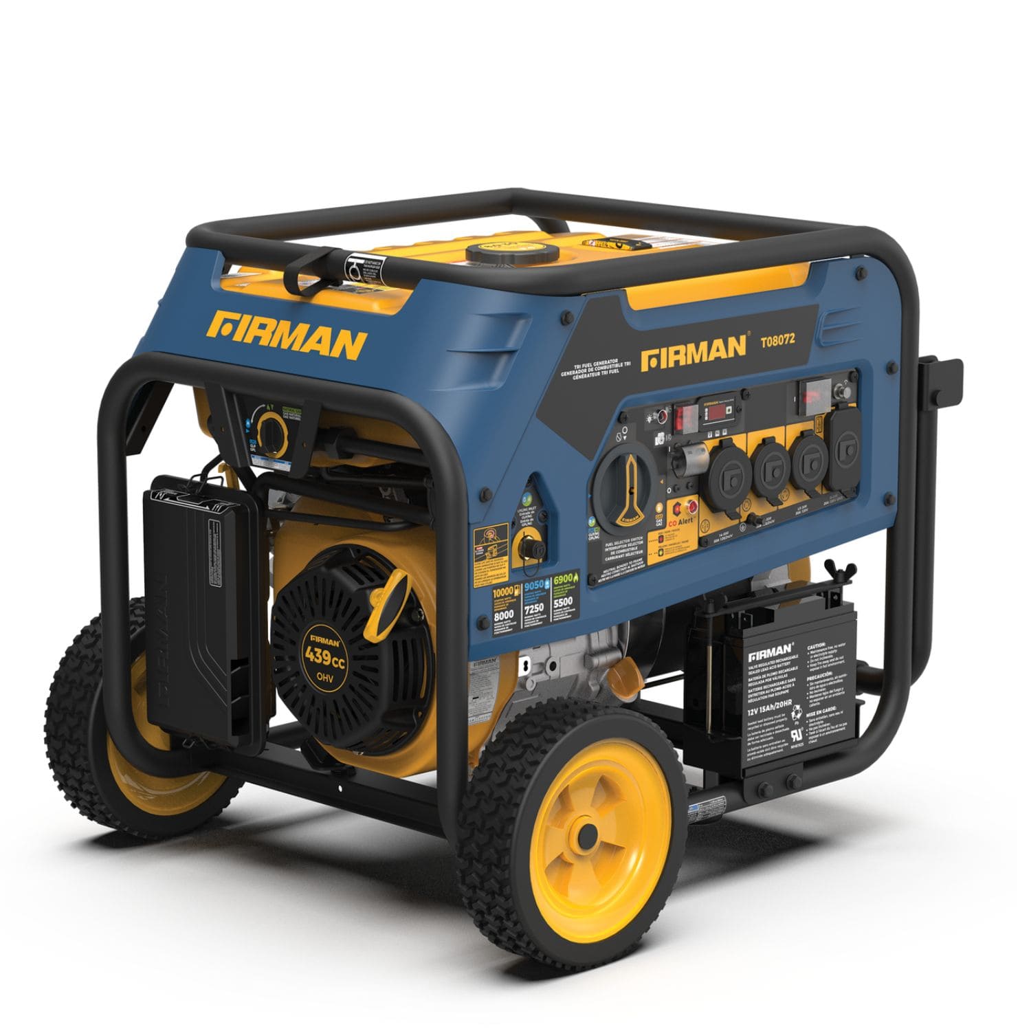 Firman T08072 Tri Fuel 8000W Portable Generator Back View Right Side