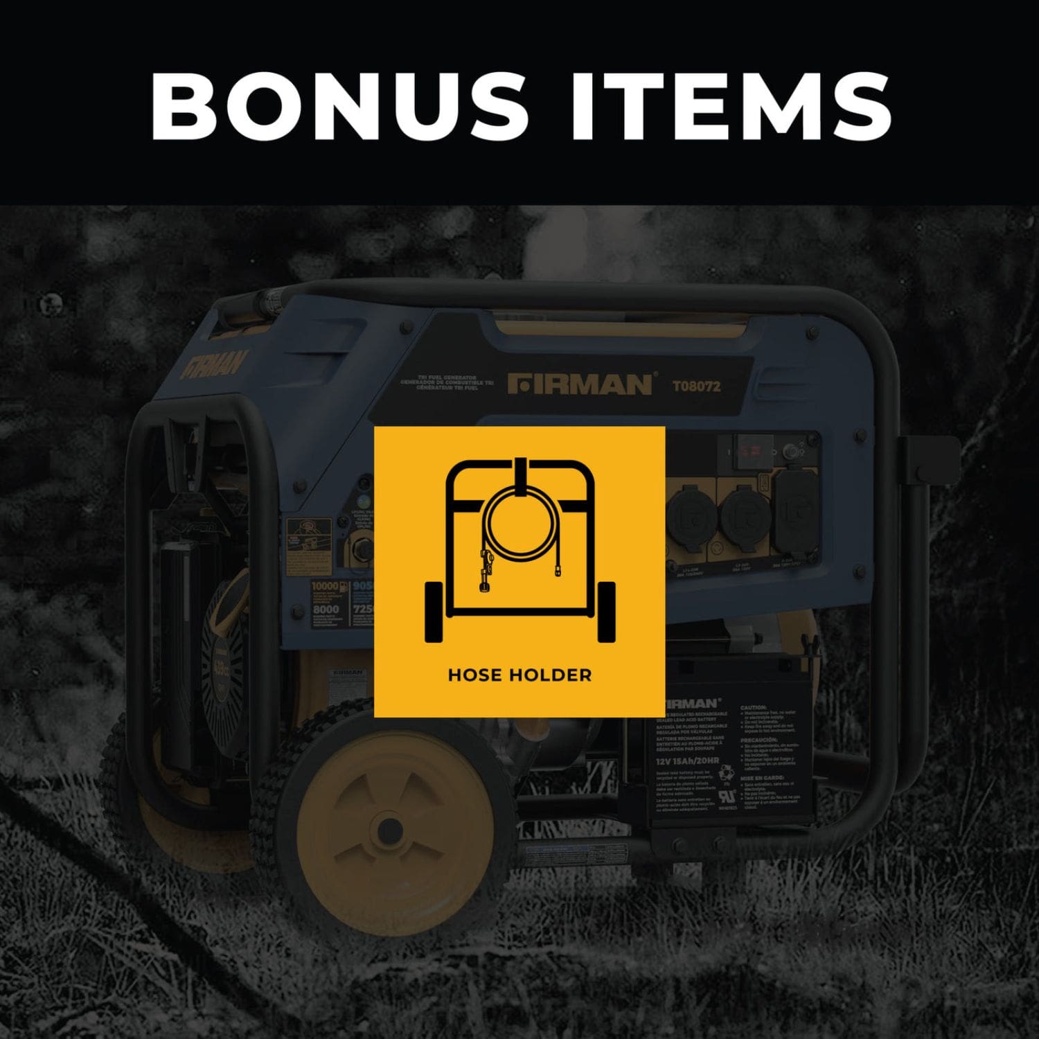 Firman T08072 Tri Fuel 8000W Portable Generator  Bonus Items