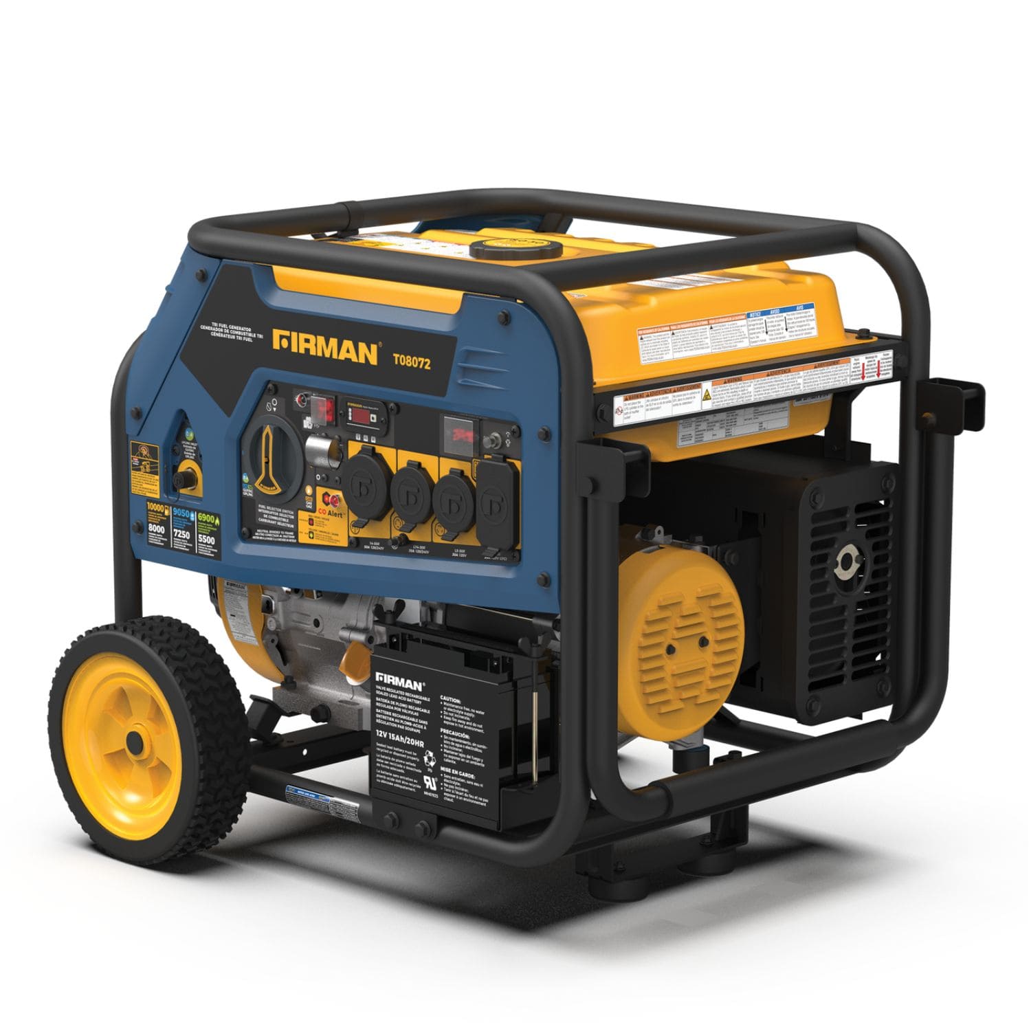 Firman T08072 Tri Fuel 8000W Portable Generator Front side Left view