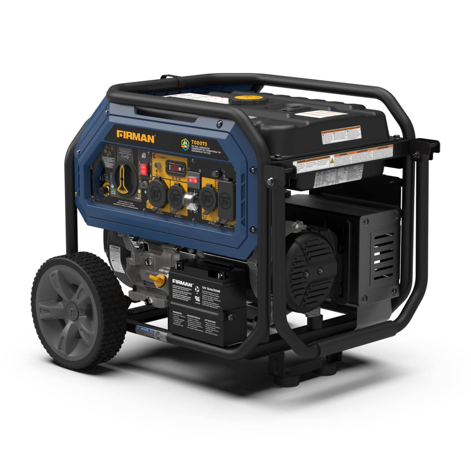 Firman T08073 Tri Fuel Portable Generator Front View Left Side