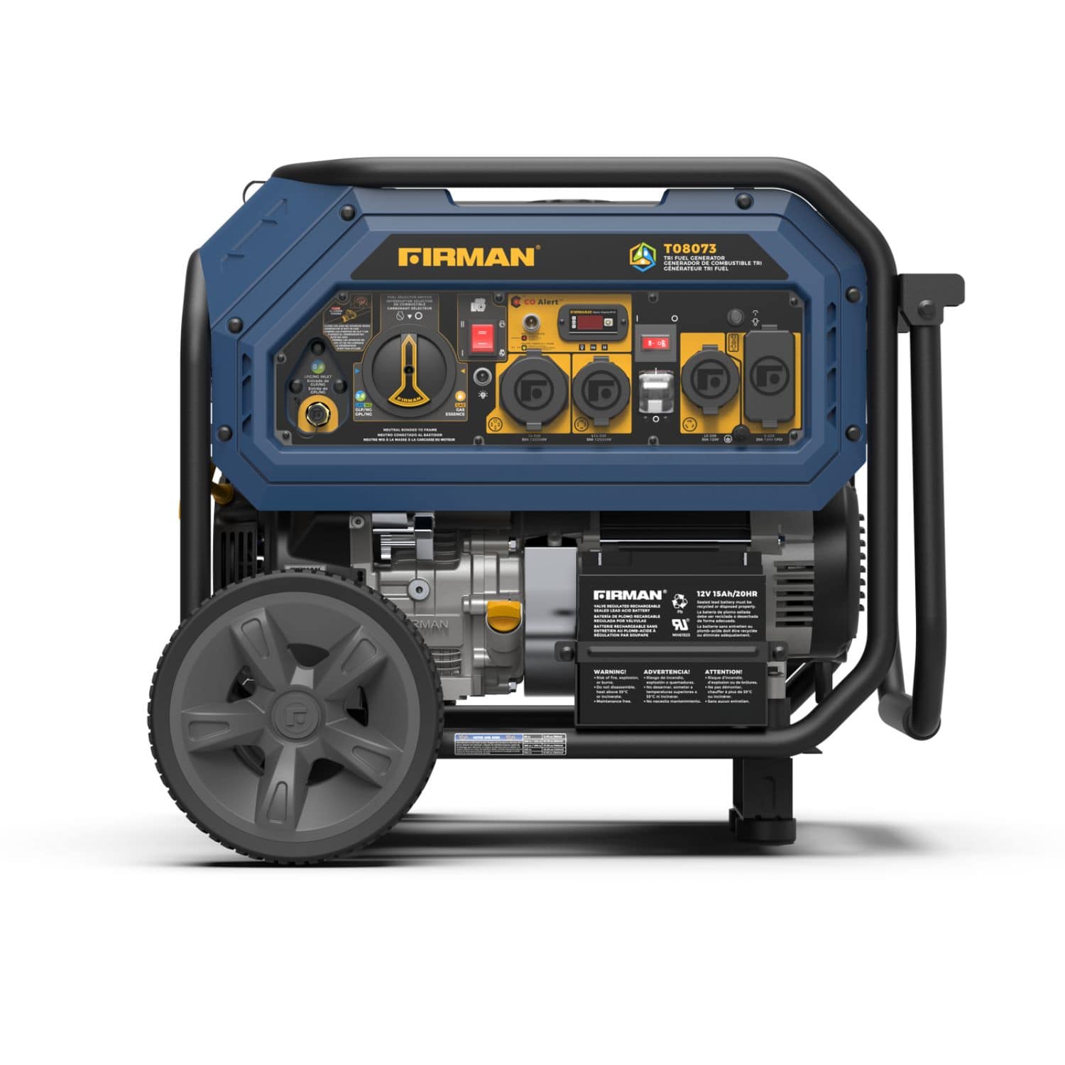 Firman T08073 Tri Fuel Portable Generator left side