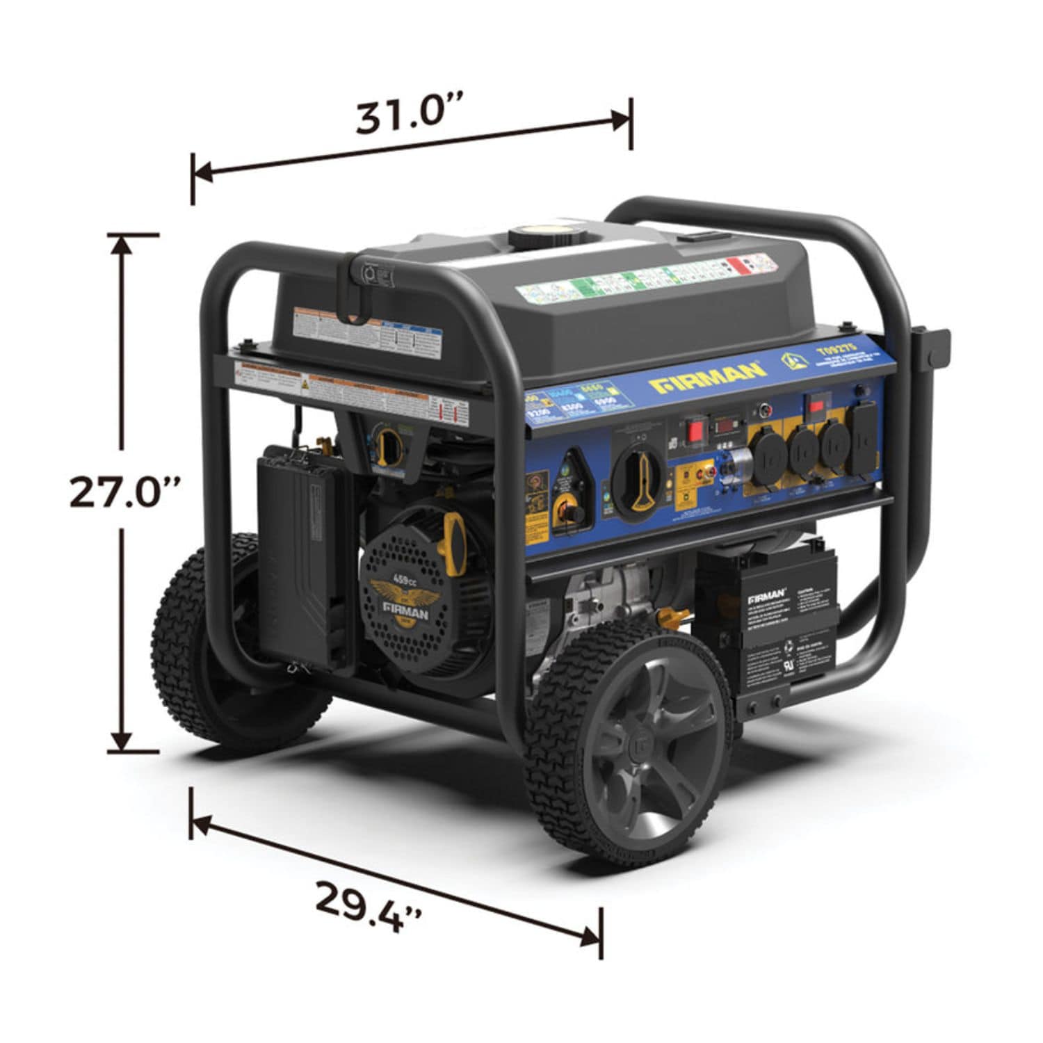 Firman T09275 Tri Fuel Portable Generator 11400W Dimension