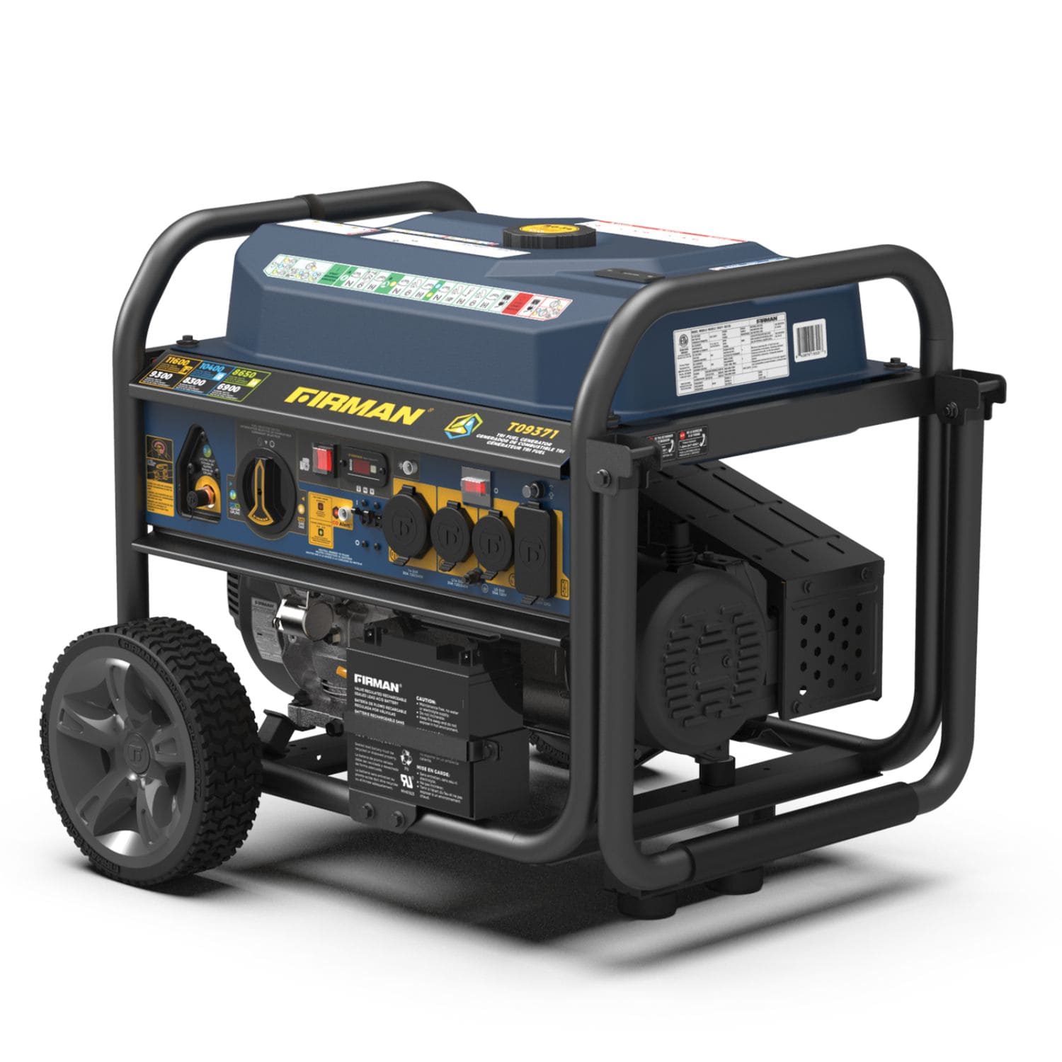 Firman T09371 Tri Fuel Portable Generator 11600W Front side left View