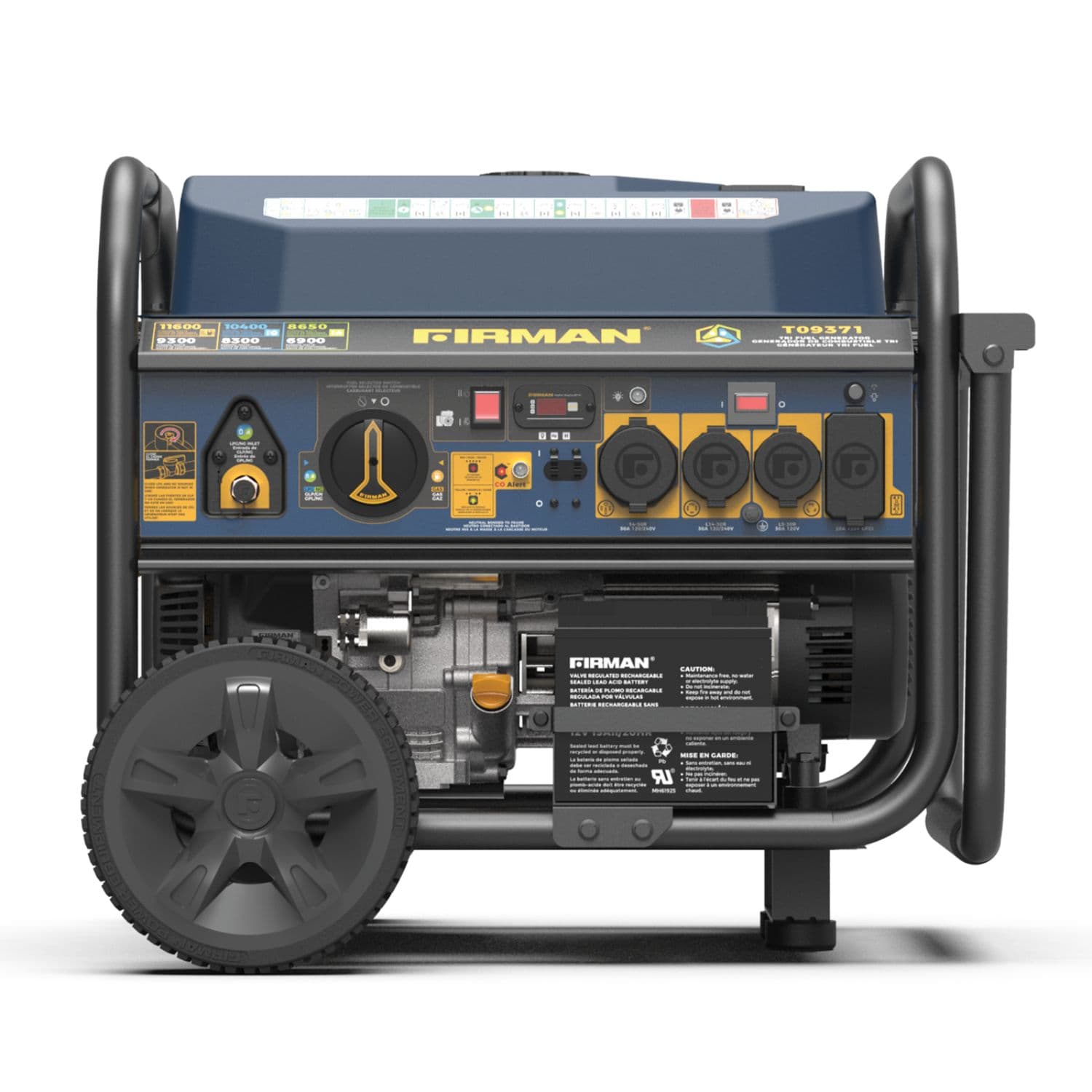 Firman T09371 Tri Fuel Portable Generator 11600W left side