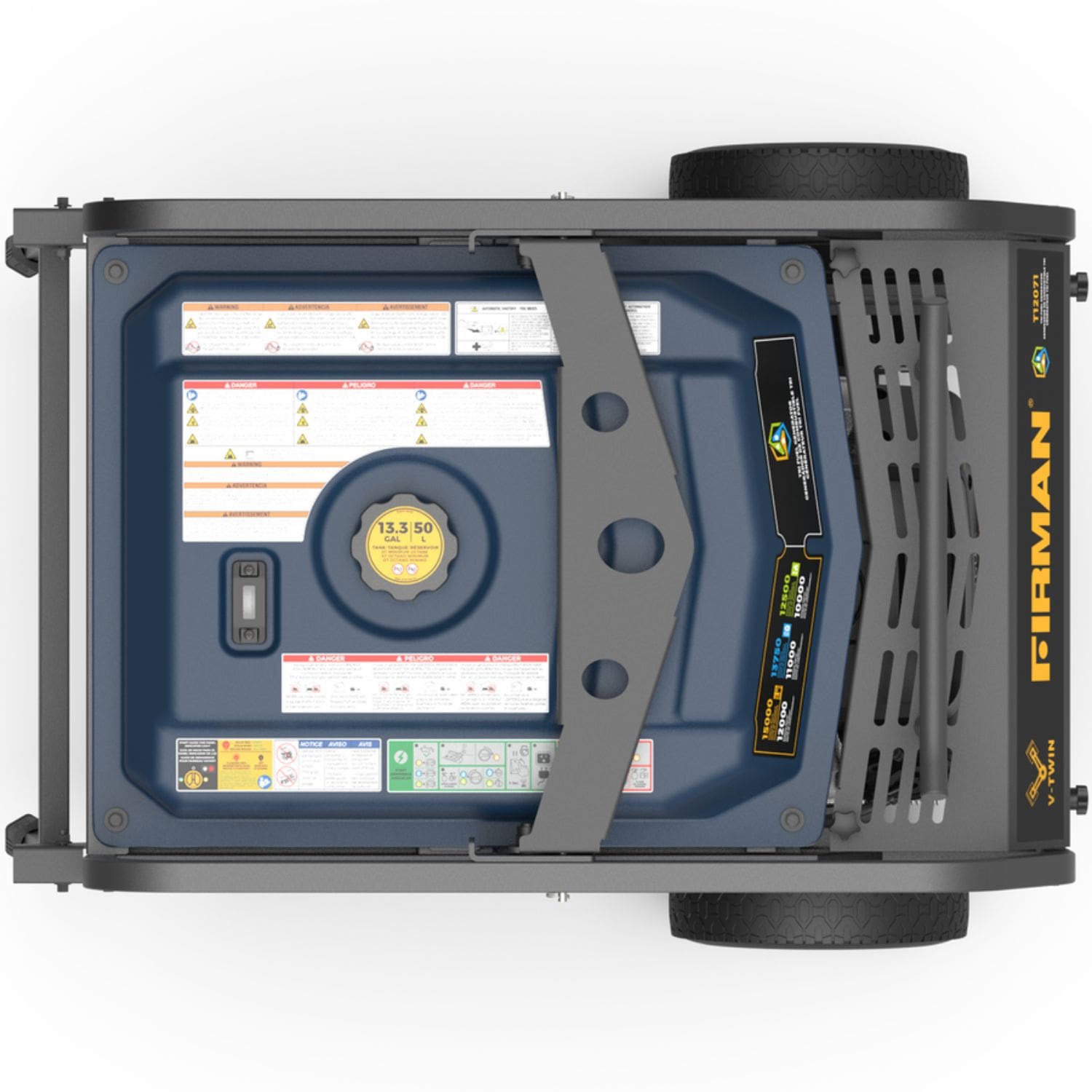 Firman T12071 Tri-Fuel Portable Generator 15000W Top View 