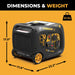 Firman W02985 Generator with dimensions and weight information on an orange background