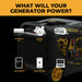 Firman W02985 Generator with icons indicating its uses for various devices on a black and yellow background.