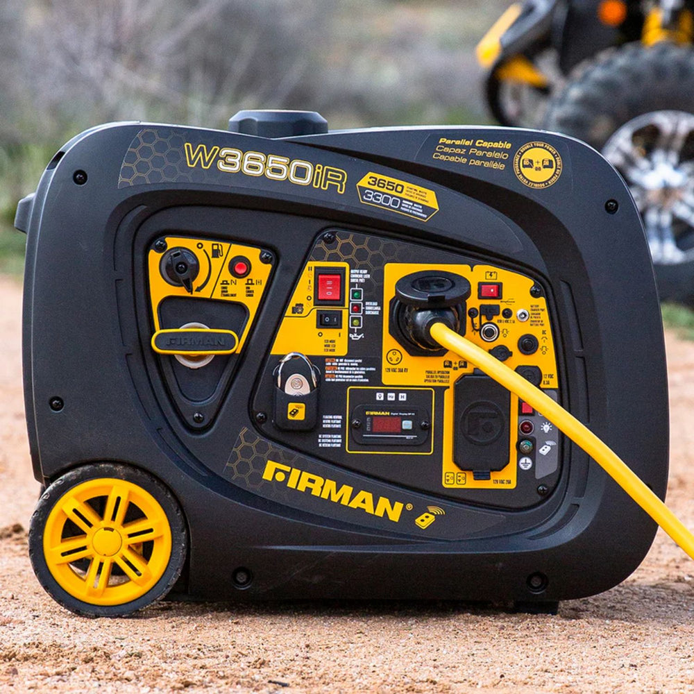 Firman W03383 Generator with visible branding on a natural outdoor background