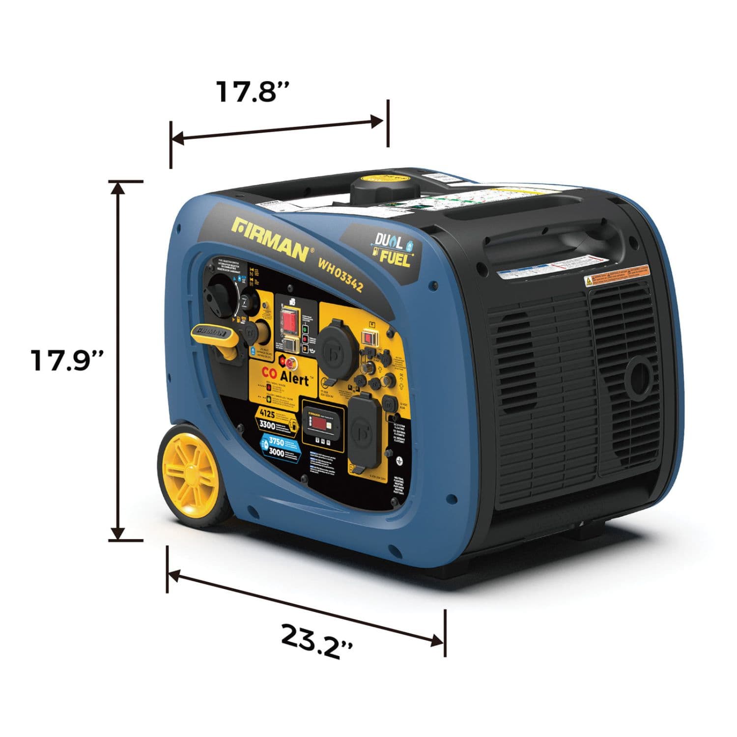 Firman WH03342 Dual Fuel Inverter Generator 4125W Dimensions