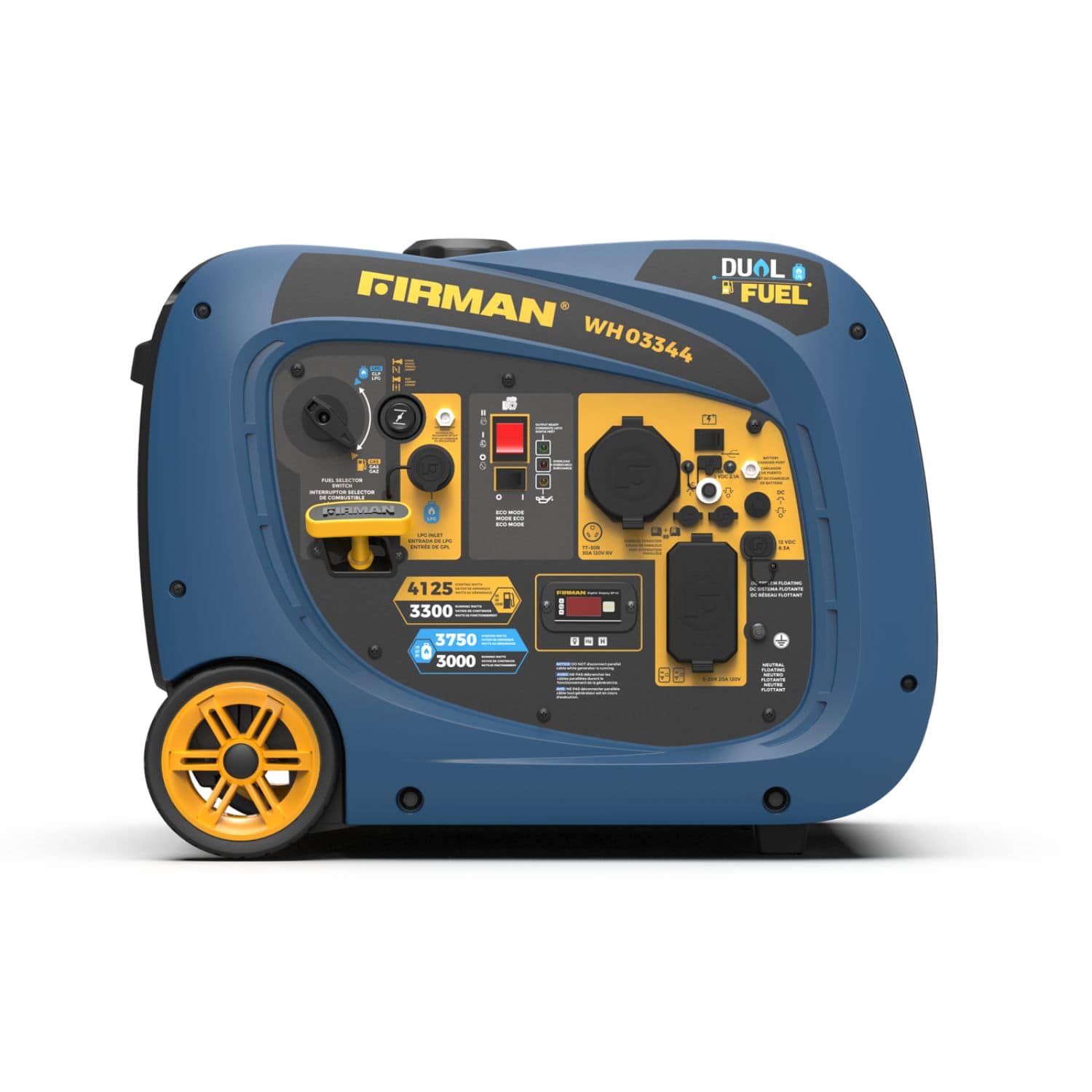 Firman WH03344 dual fuel inverter generator 4125W Right Side